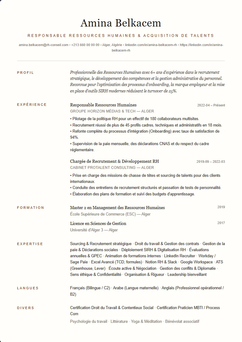 Aperçu du modèle de CV Élégant
